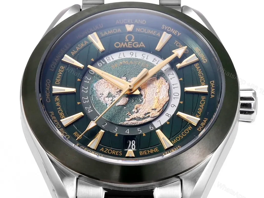 View 5 of Omega Speedmaster World Time 220.10.43.22.03.001 Green Dial with Stainless Steel Bracelet