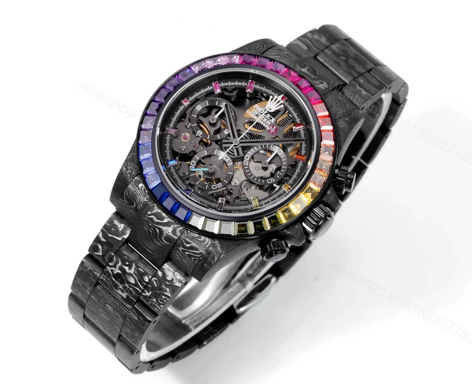View 2 of Rolex Daytona DiW Carbon Rainbow Skeleton Replica Watch 116500LN-DiW-RAINBOW