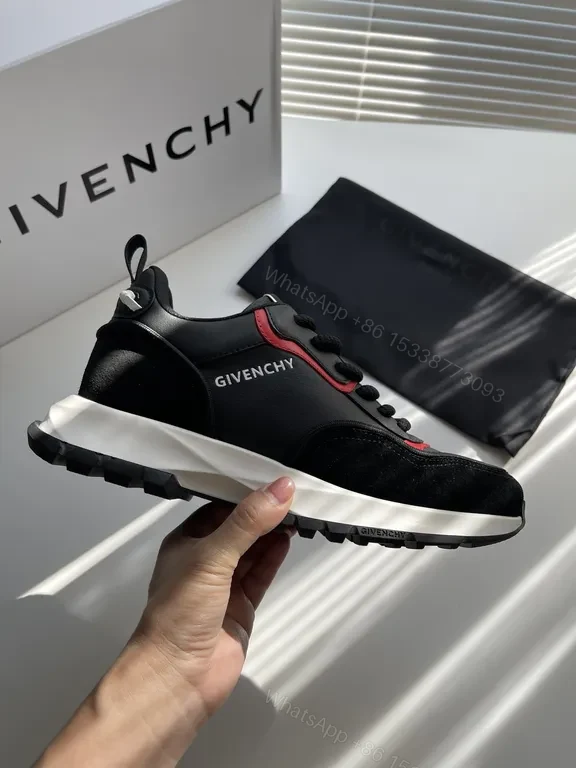 View 7 of Dynamic Runner: Black/Red Leather-Blend High-Top Sneaker