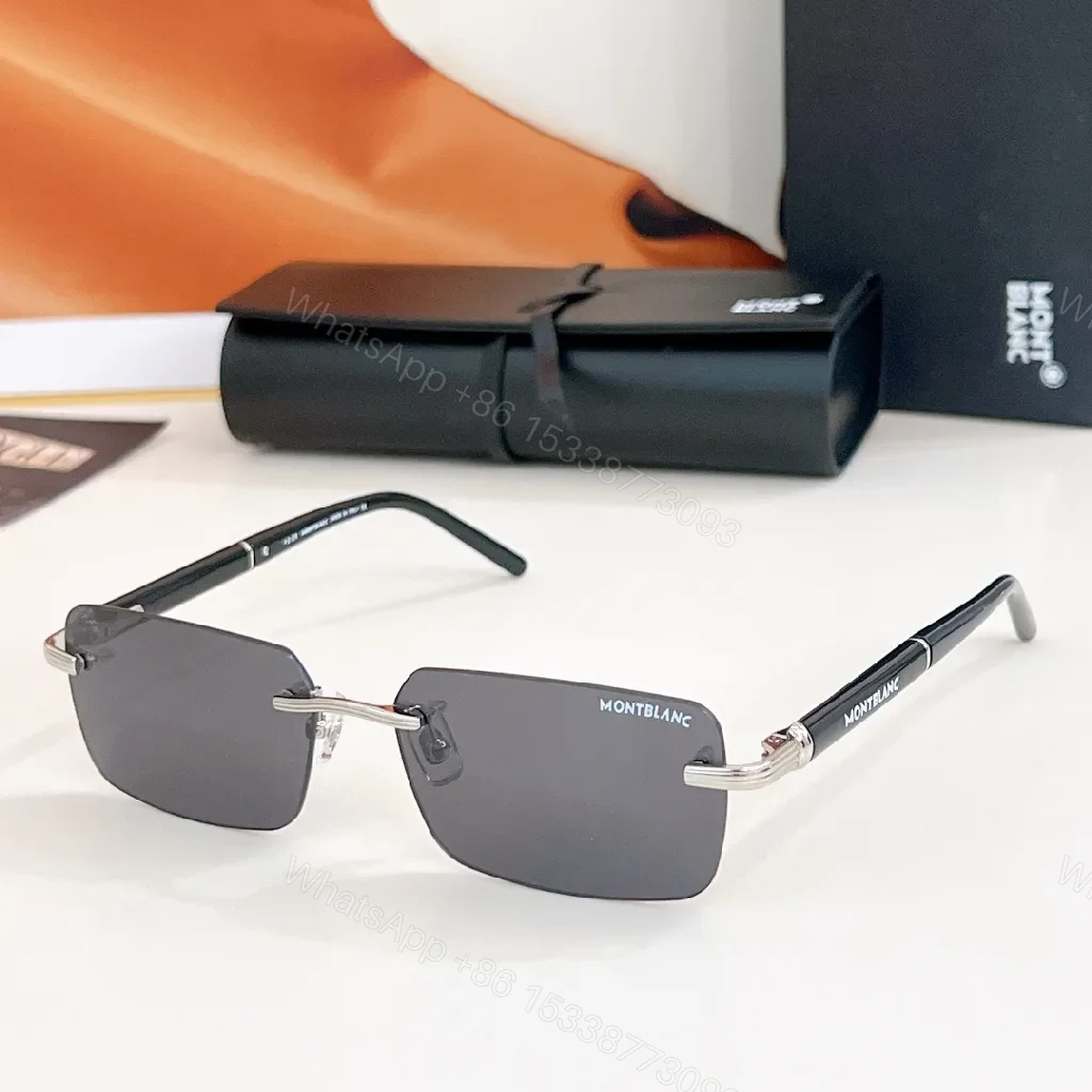 View 9 of Rimless Shield Sunglasses Gold Accents - Luxury Style Feature