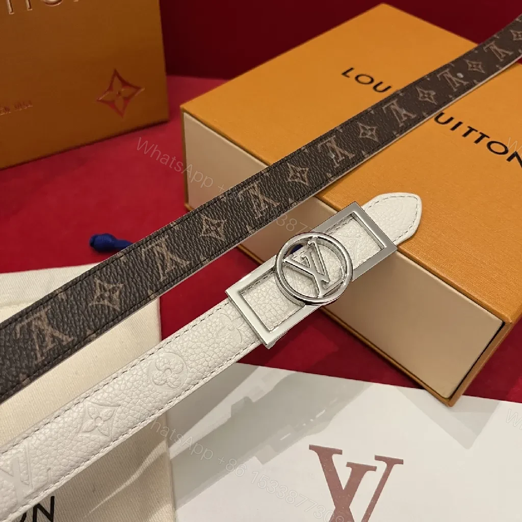 View 8 of White Textured Leather Belt with Gold Buckle