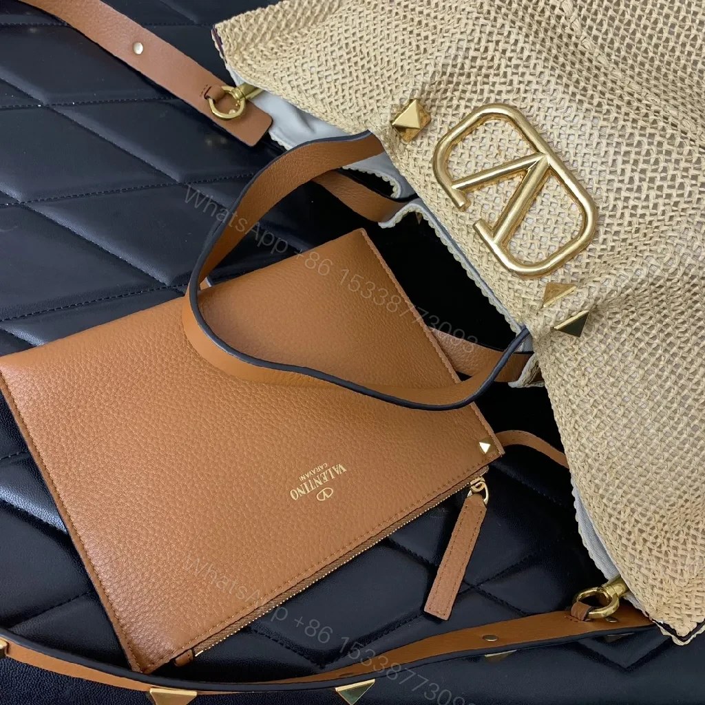 View 8 of Gleaming Straw Tote with Gold Crest, Everyday Luxe