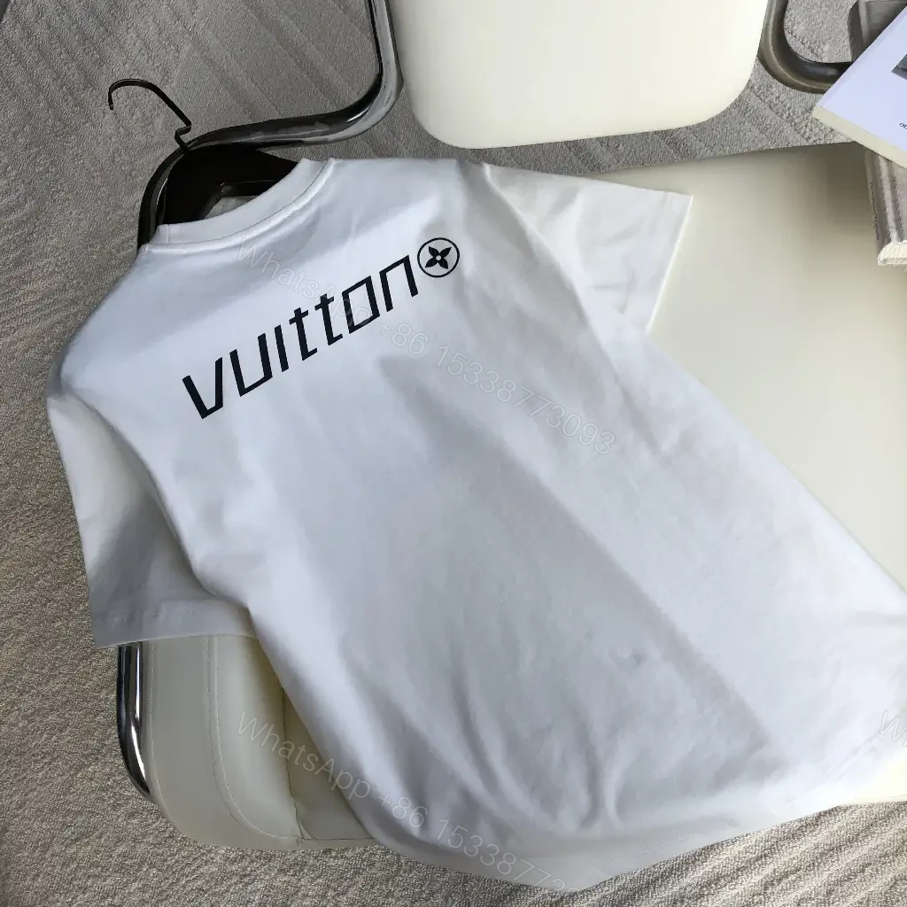 View 11 of White Cotton Tee, LV-Inspired Graphic, Premium Streetwear Essential