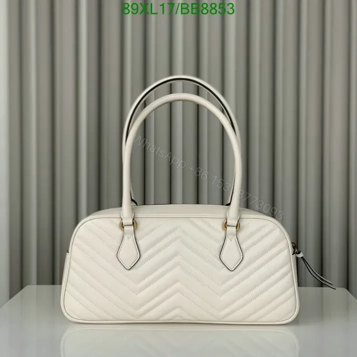 View 3 of Gucci Faux GG Marmont White Top Handle Bag BB8853