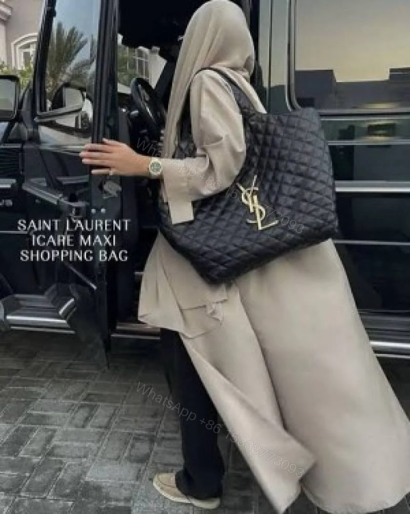 View 5 of First Copy YSL Ladies Quilted Tote Bag With Matching Pouch Premium Handbag