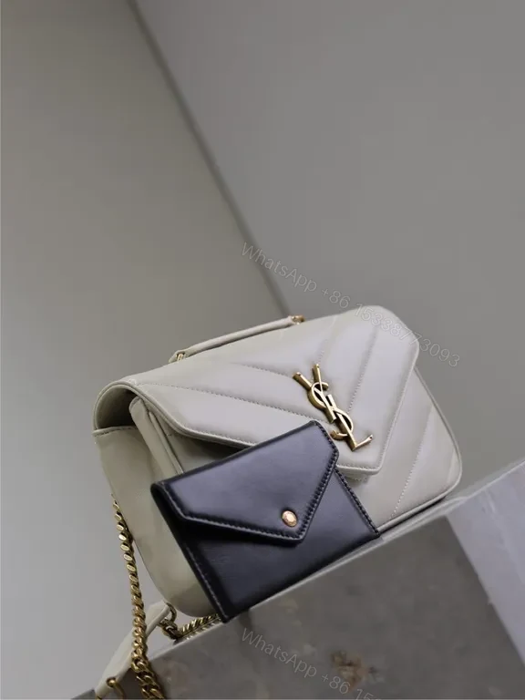 View 7 of Chic Quilted YSL-Logo Bag Set: Leather, Gold, Compact Cardholder