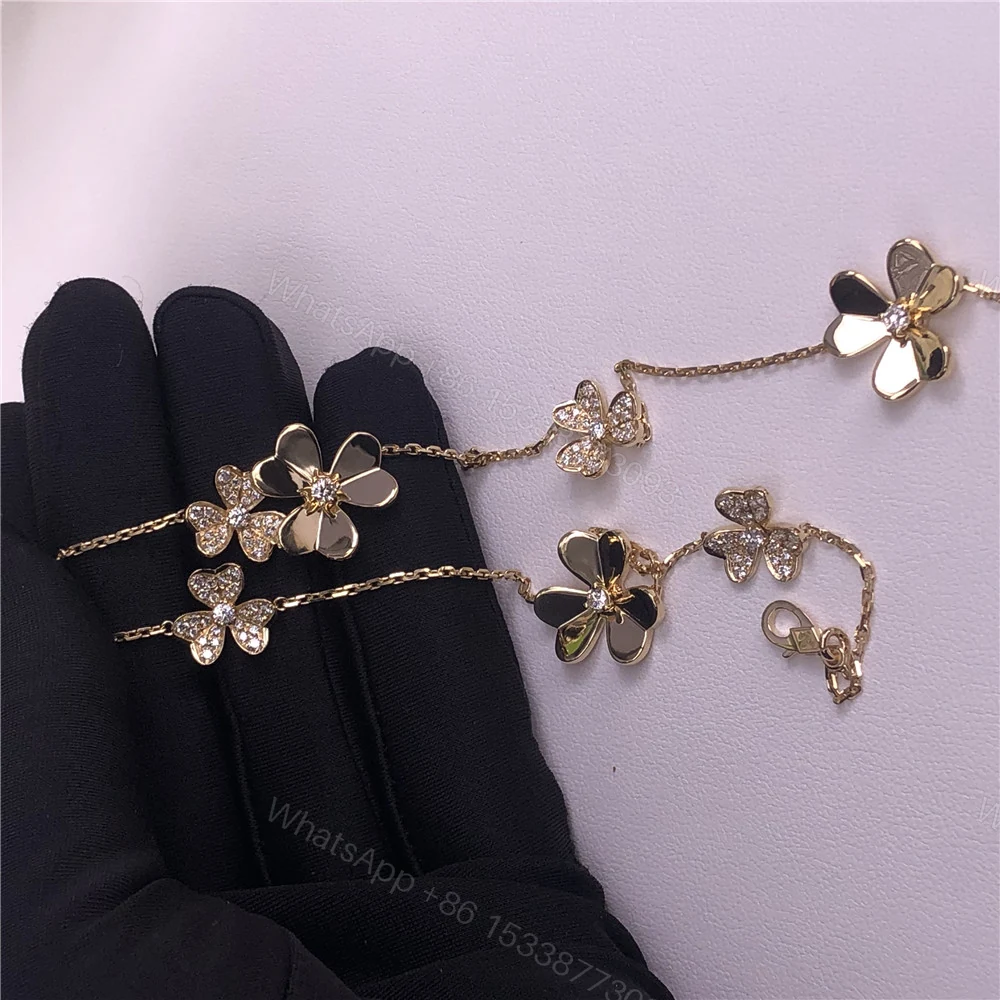 View 3 of Van Cleef & Arpels 18K Gold Frivole Necklace Diamonds 9 Flowers VCARP3W600