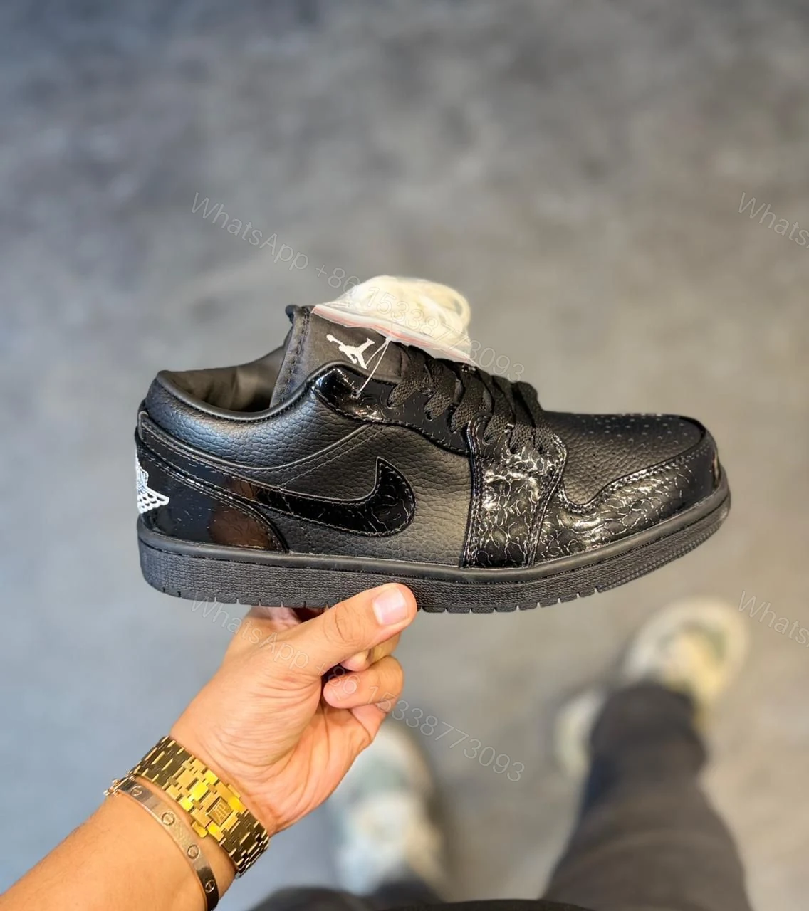 View 5 of Air Jordan 1 Retro Low Black Croc First Copy Shoes — Men's | COD India