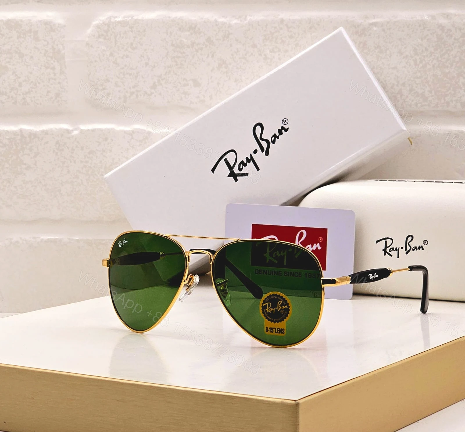 View 14 of Ray-Ban Aviator Black-Green Metal Frame