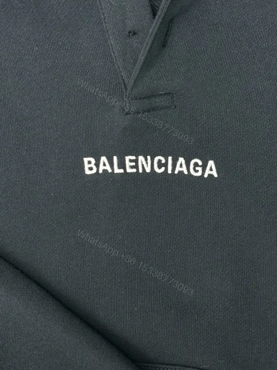 View 2 of Black Cotton Blend Hoodie | Oversized Streetwear Luxe Comfort