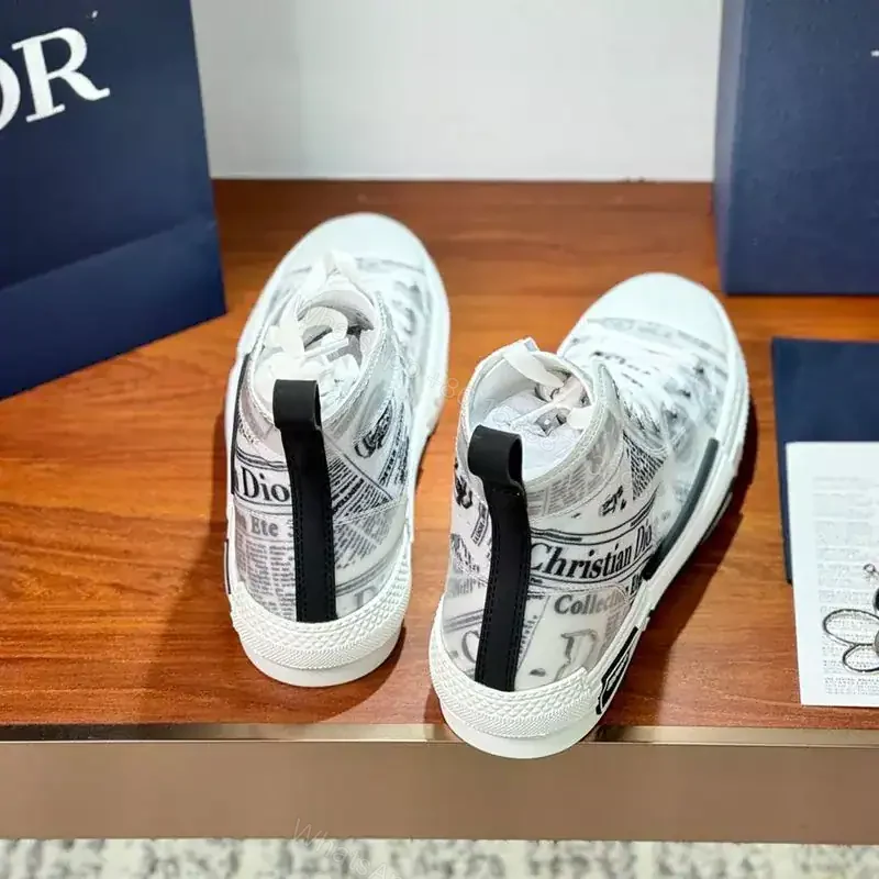 View 3 of DIOR B23 HIGH-TOP SNEAKERS UNISEX NEWSPAPER CANVAS WHITE – CD161