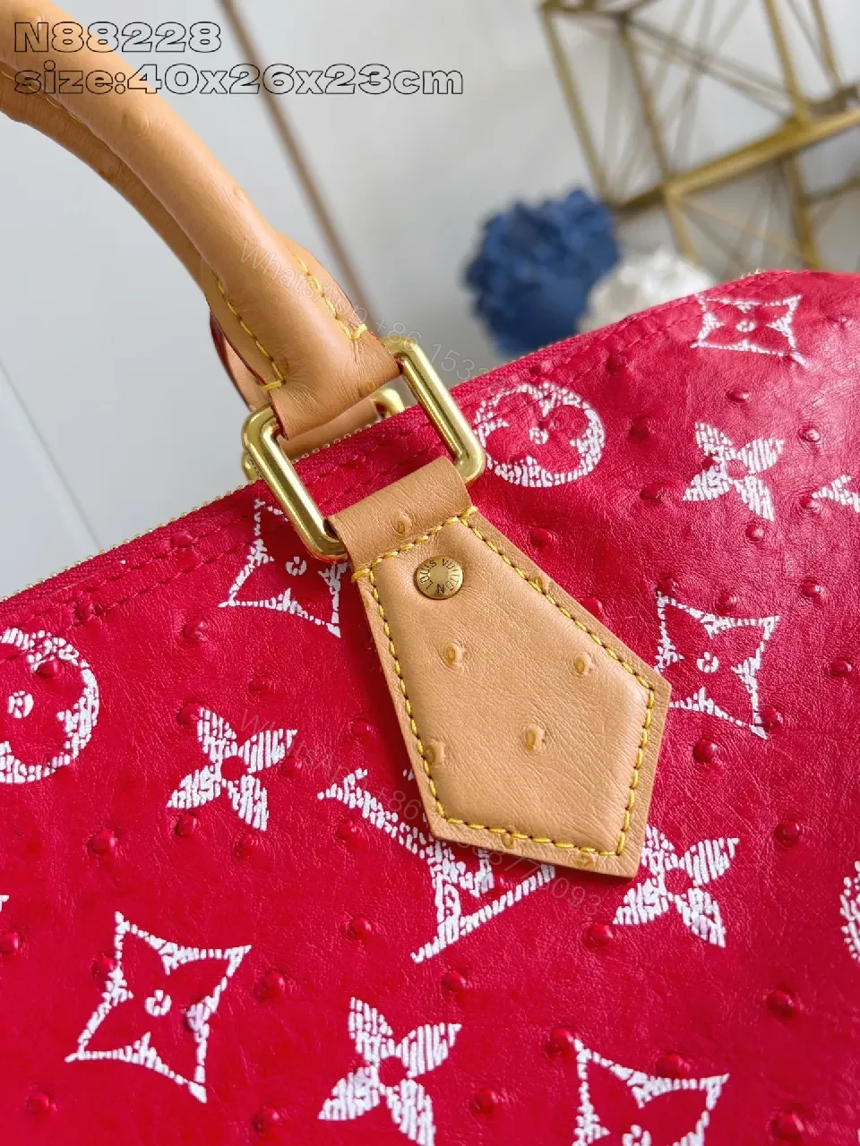 View 6 of Bold Red Monogram Travel Tote: Luxe Everyday Carry