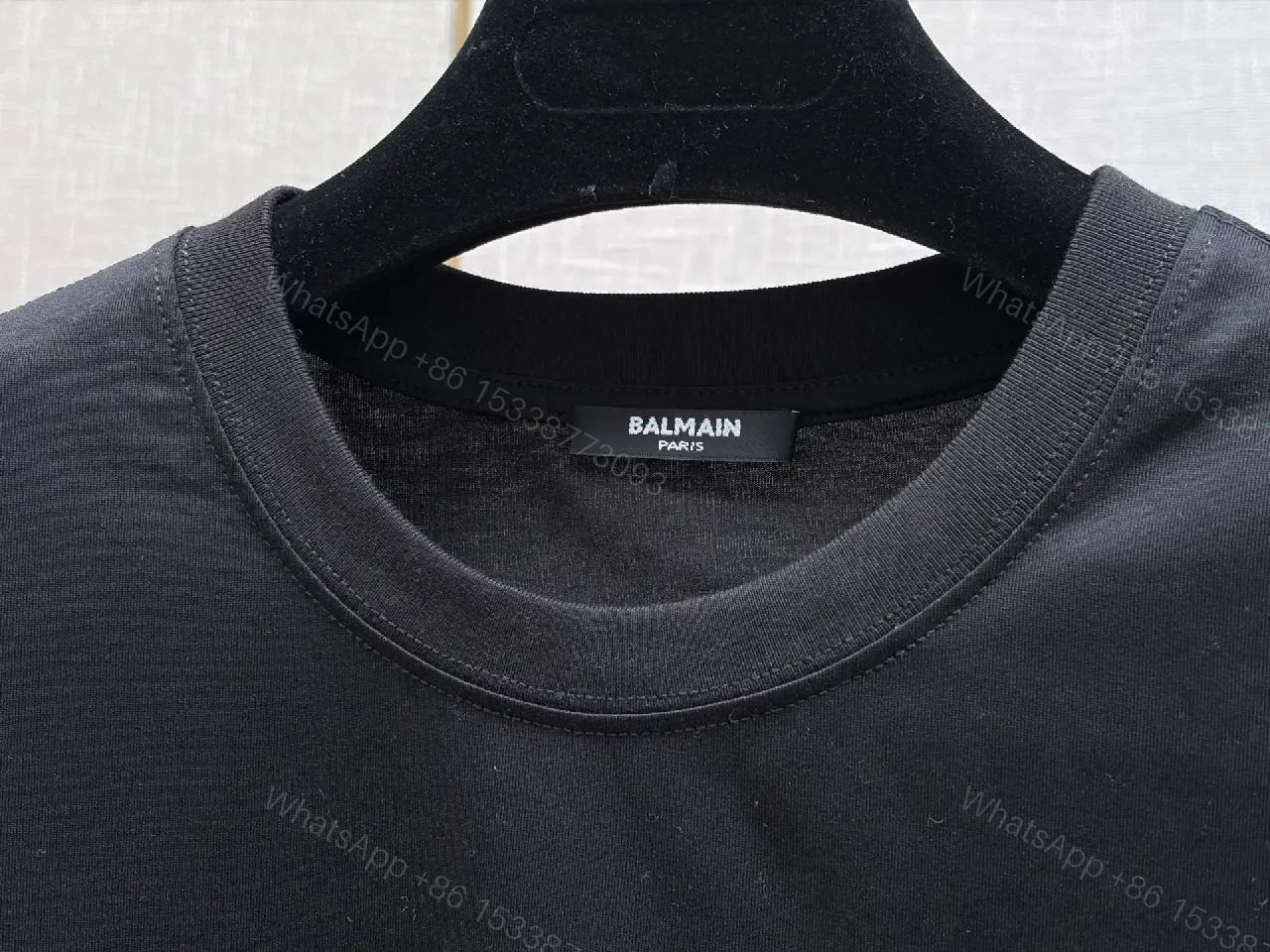 View 8 of Black Cotton Tee + Oversized Logo + Streetwear + Balmain-inspired Graphic + T-Shirt