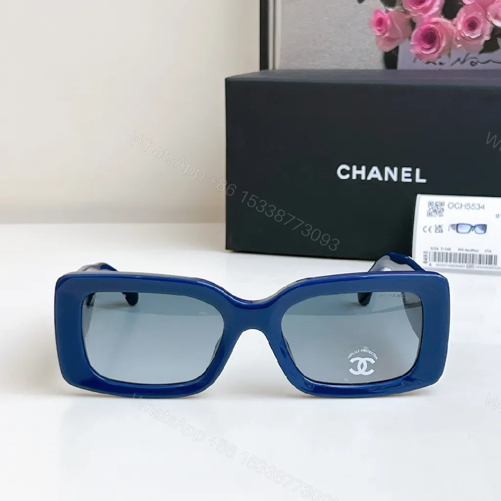 View 8 of Blue Square Sunglasses - Acetate, Gold Detailing, Luxe Style, UV Protection