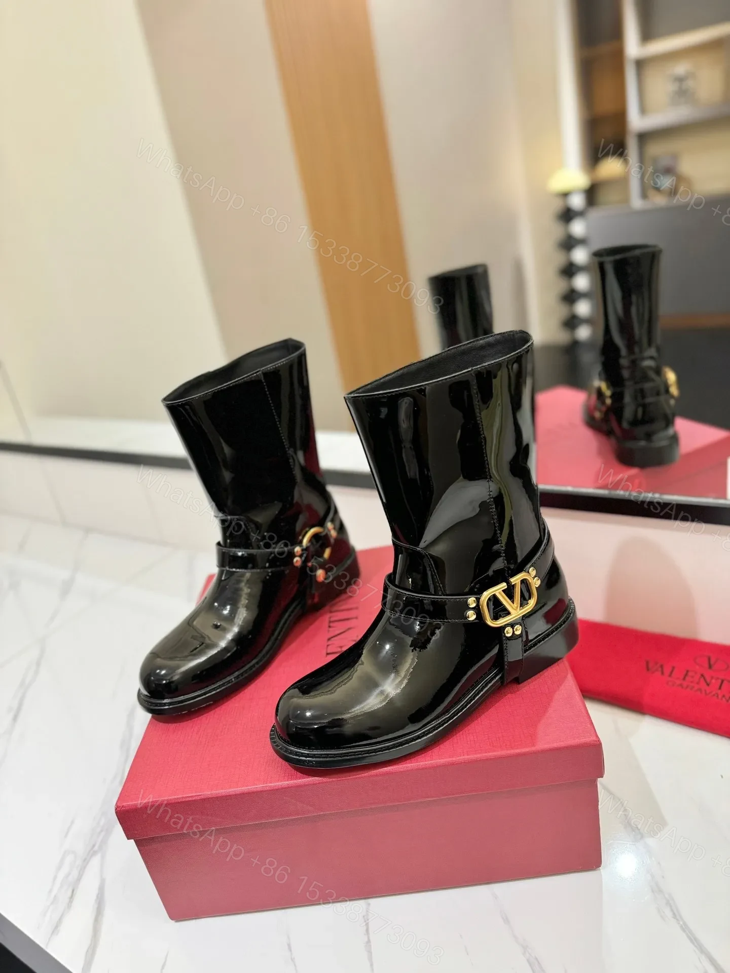 View 3 of Valentino Women Black Patent Leather Boots