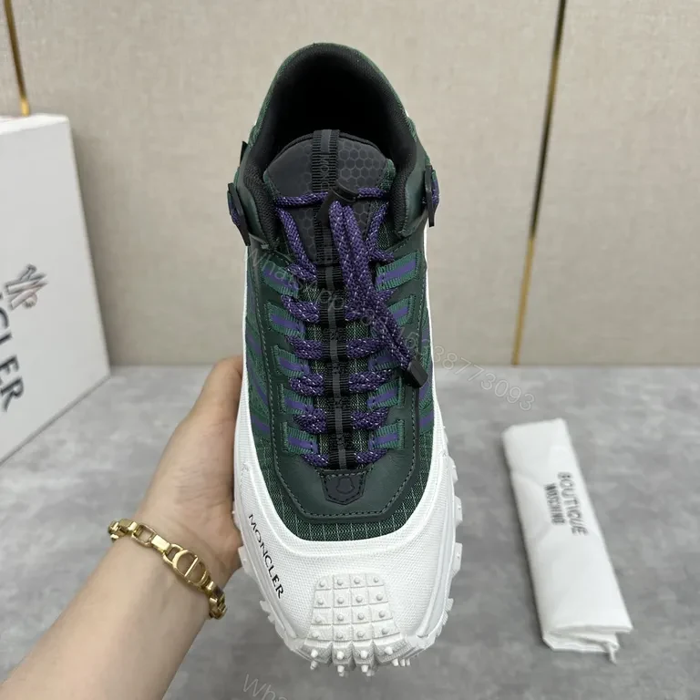 View 5 of Green & Purple Moncler-Style Chunky Sneaker with Textured Upper