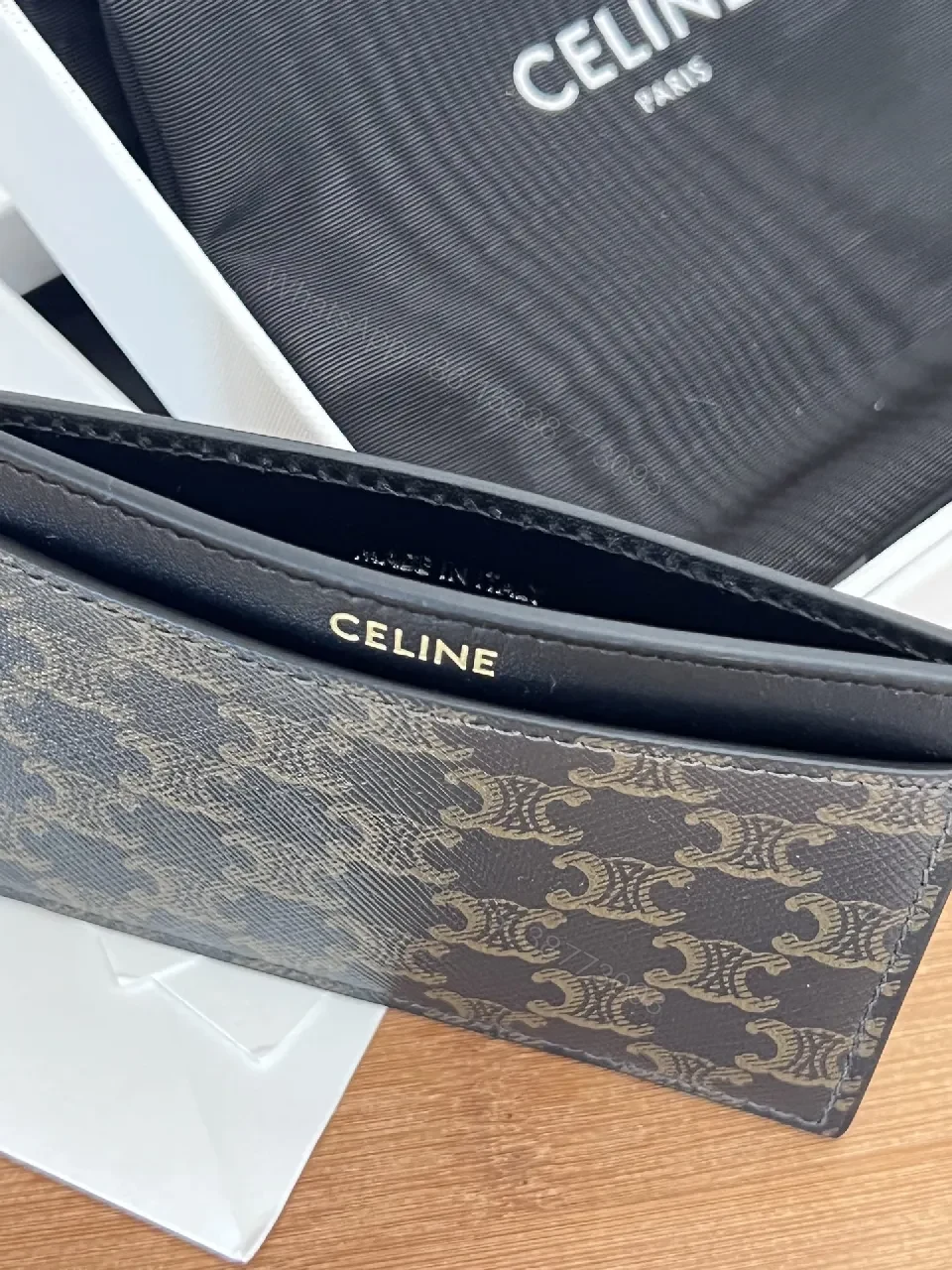View 5 of Chic Monogram Cardholder: Black Leather Trim, Compact Luxury
