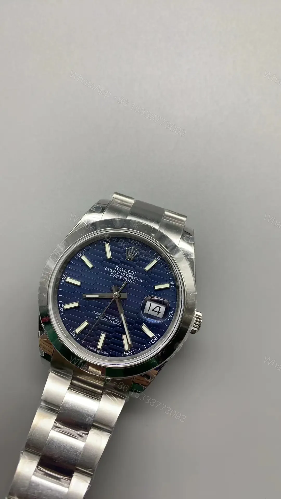 View 3 of Rolex Datejust 41 Stainless Steel Smooth Oyster Blue Dial 126300-0001