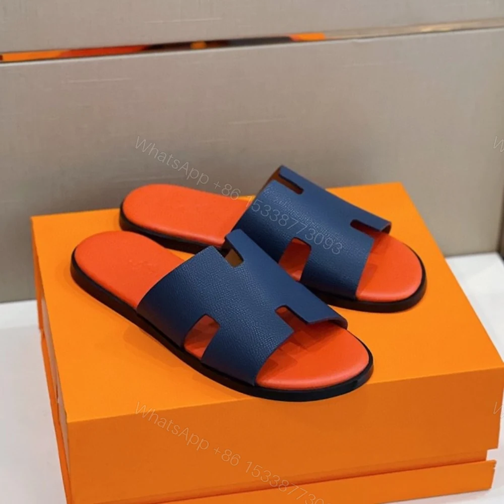 View 7 of Hermes Izmir Sandal Orange & Blue For Men