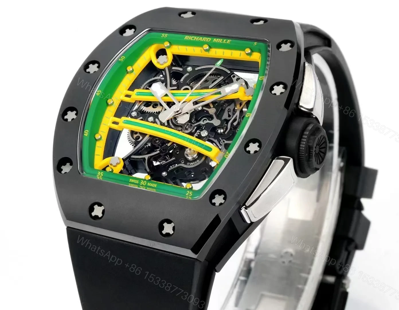 View 4 of Richard Mille RM61-01 Watch TZP-N Zirconia Ceramic NTPT Carbon Fiber Case Skeleton Dial RMUL2 Manual Winding Movement 50.2MM Luxury Sports Edition RM61-01-TZP-CF-SK50