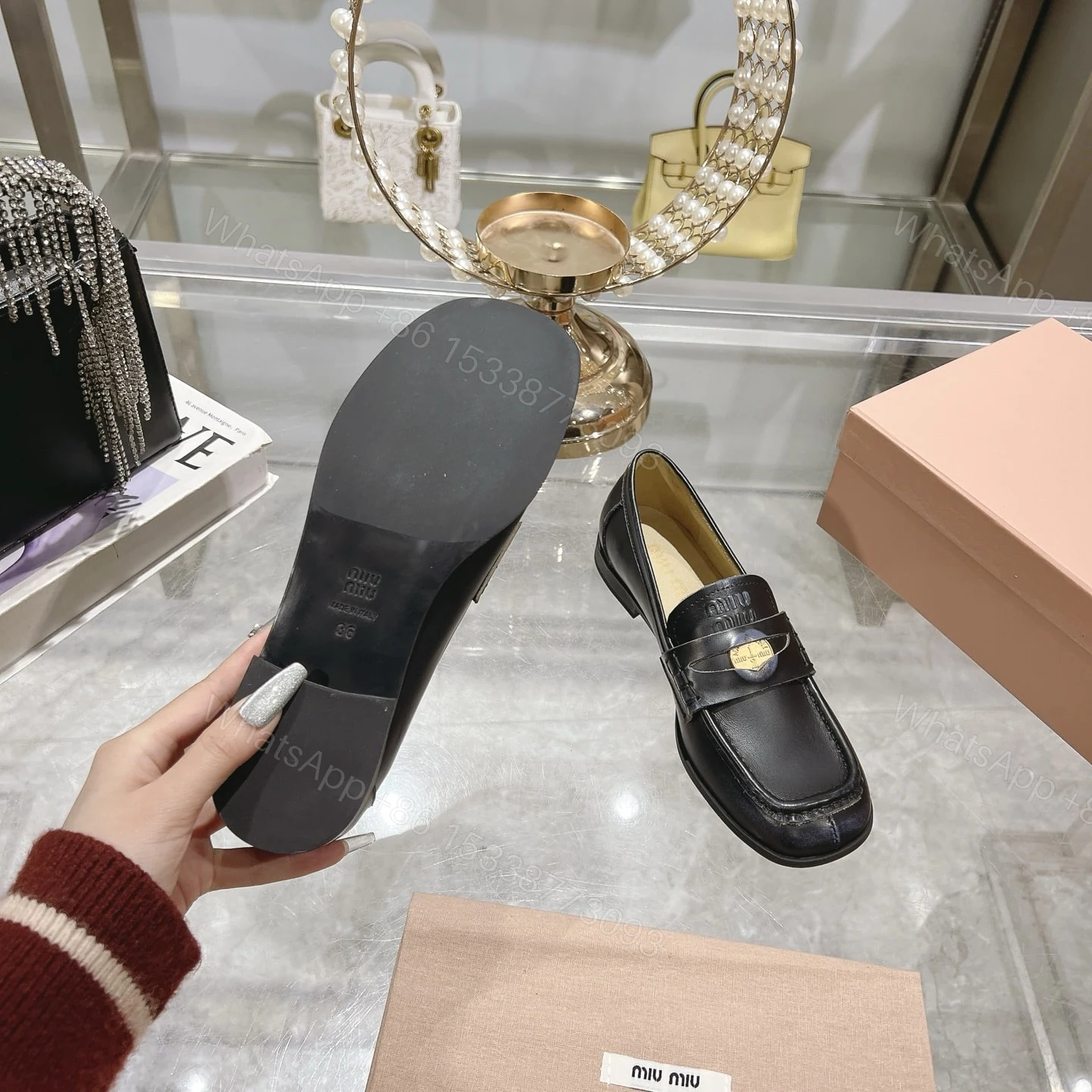 View 8 of MIUMIU LEATHER LOAFERS BLACK 5D398E 248 F0002 F 010