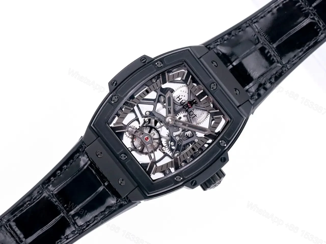 View 9 of Hublot Masterpiece 906 Black PVD with Rose Gold/Platinum Plating Tourbillon Watch Black Leather and Rubber Strap Sapphire Crystal Glass