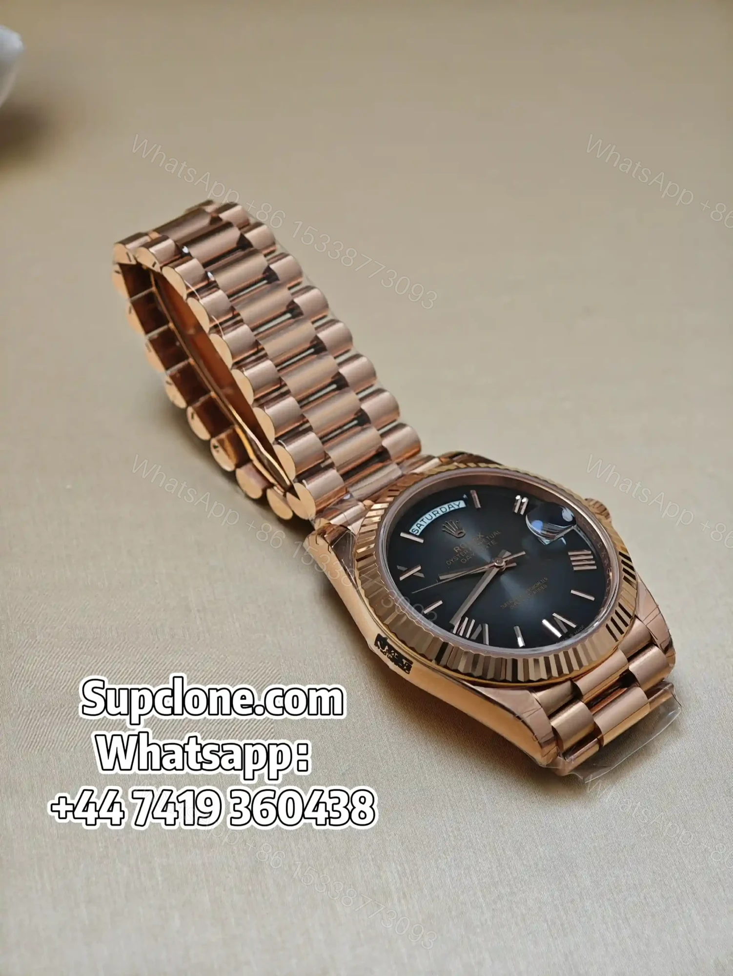 View 5 of Rolex Day-Date 40mm Rose Gold Grey Roman Dial – Super Clone 1:1 Cal. 3255