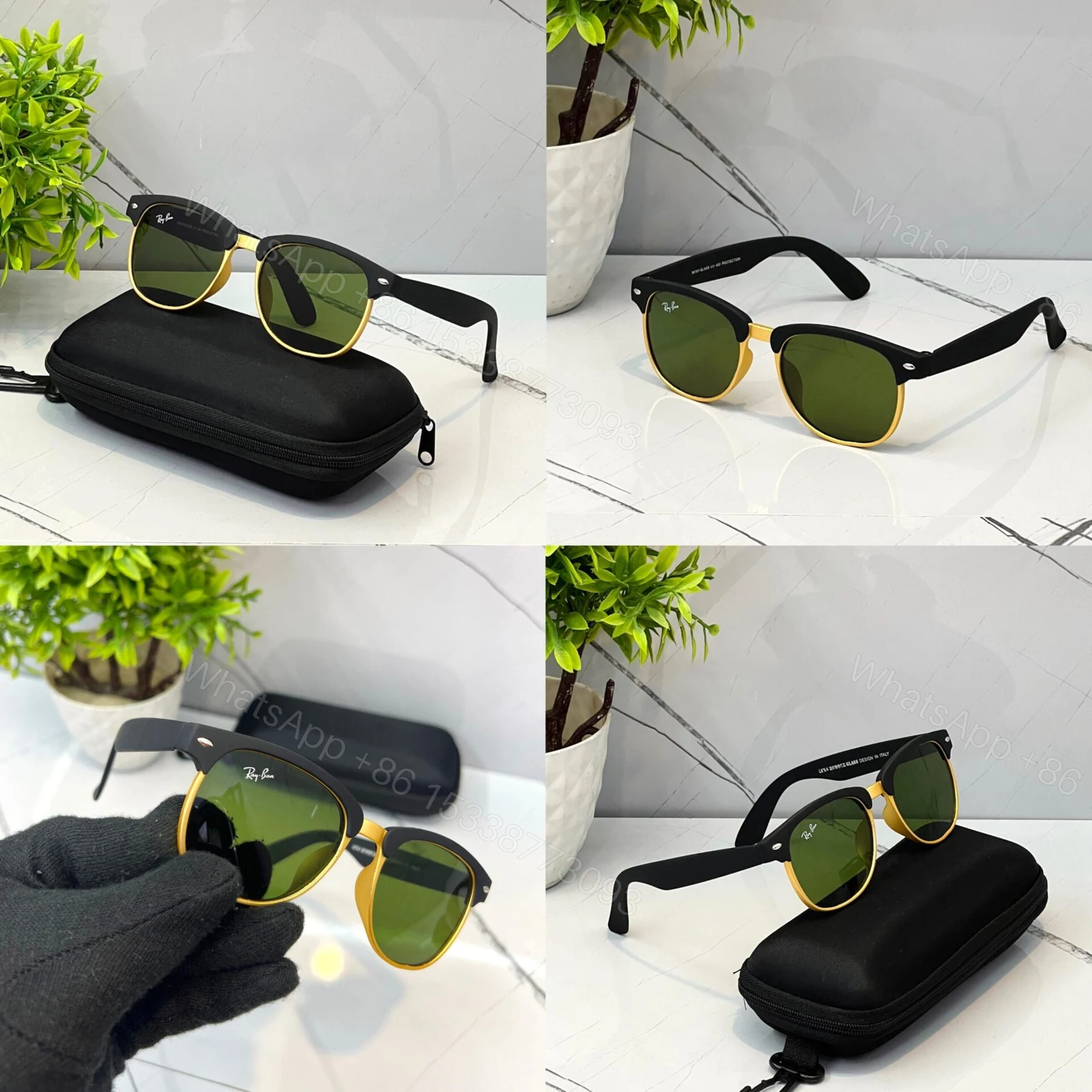 Ray-Ban Men’s Black-Brown-Green Sunglasses — view 1
