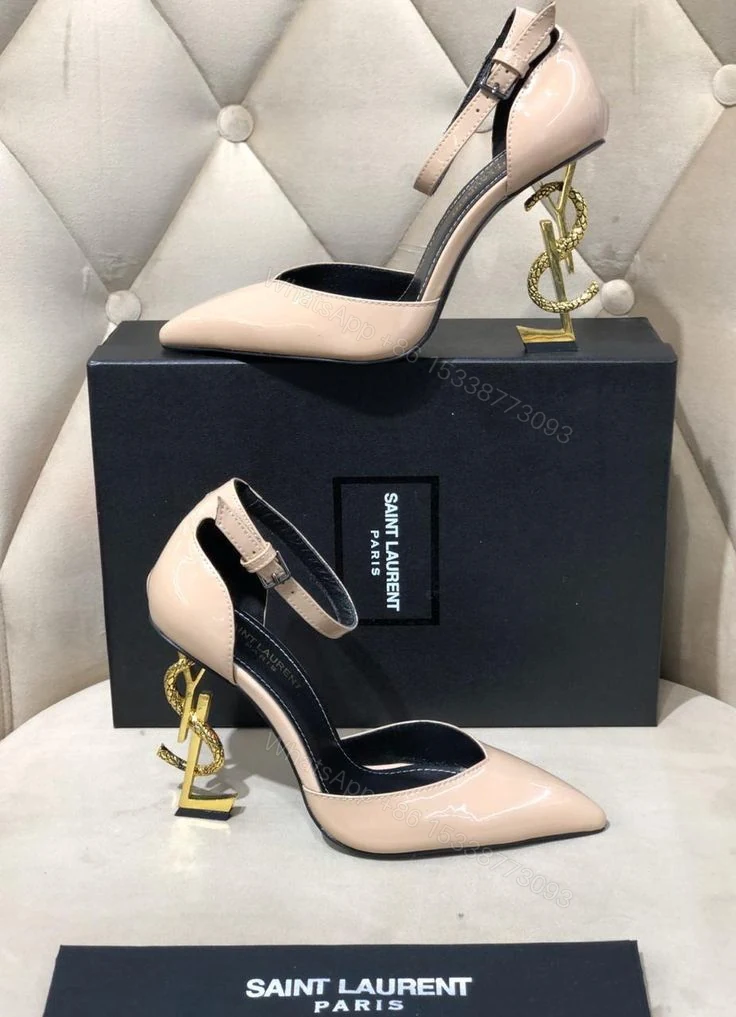 Saint Laurent Opyum patent leather sandals BEIGE — view 1