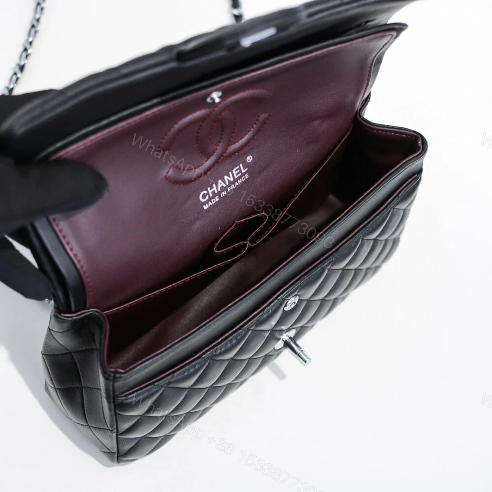View 5 of Chanel Small Classic Flap Bag Black With Silver Hardware 25Cm