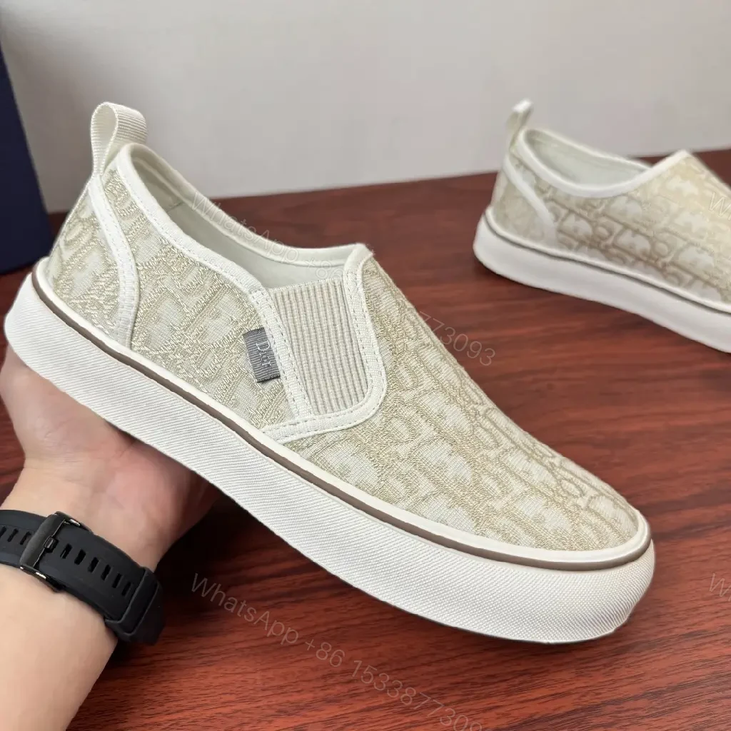View 3 of Beige Leather Slip-On Fashion Sneakers