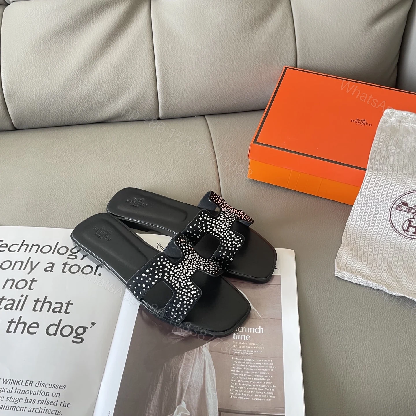 View 2 of HERMES ORAN SANDAL NOIR H222108Z 02360
