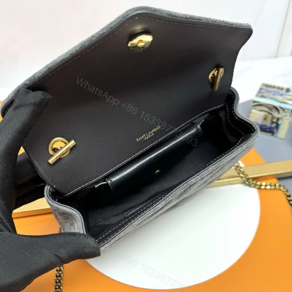 View 6 of Velvet Shoulder Bag: Gold Logo, Chain Strap, chic style