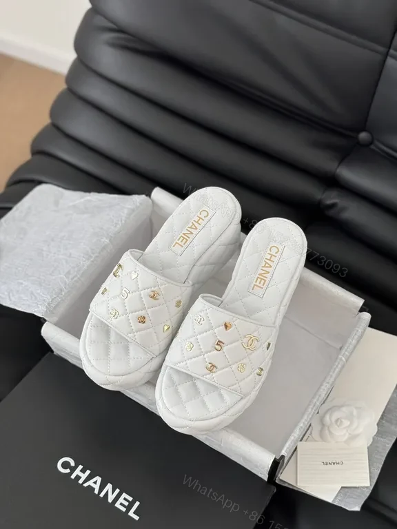 View 5 of Chanel-Inspired Quilted White Slides: All-Day Comfort