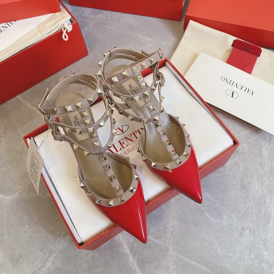 Valentino Women Red Patent Leather Studded Heels — view 1