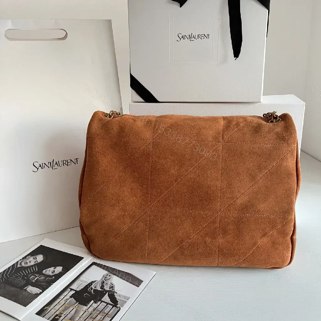 View 6 of Soft-Touch Suede Quilted Shoulder Bag, Gold Hardware, Everyday Luxe