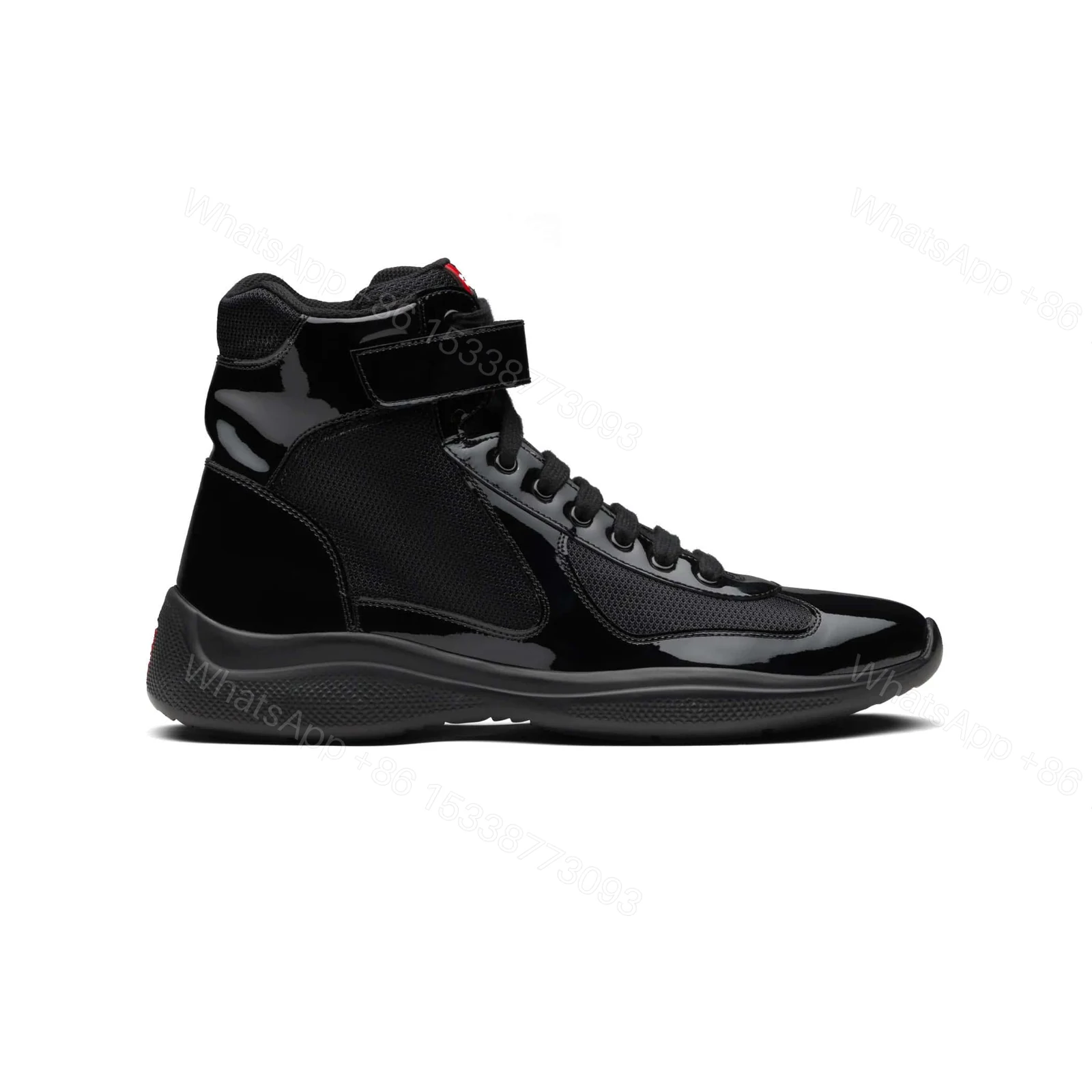 PRADA AMERICA’S CUP HIGH-TOP SNEAKERS IN BLACK – PRD021 — view 1
