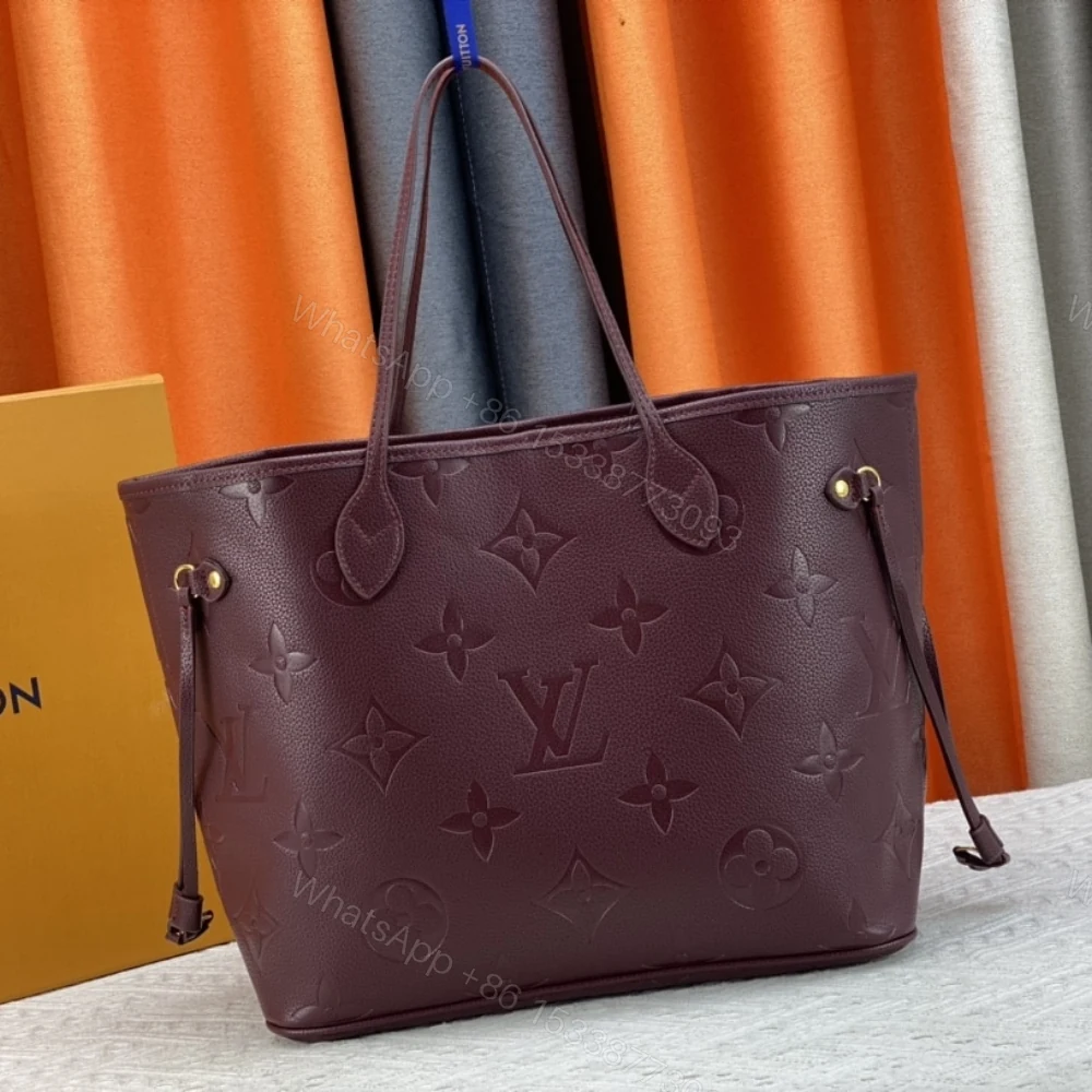 View 3 of Louis Vuitton Neverfull MM Monogram Empreint Wine Red 31Cm M46599