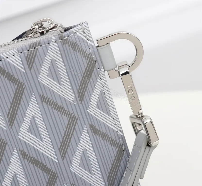 View 9 of Grey Dior Oblique Jacquard Pouch â€” Elegant, Hands-free Carry