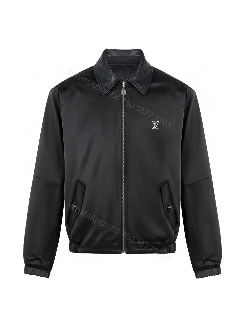 Satin-Trim Coach Jacket with Monogram Detail — view 1