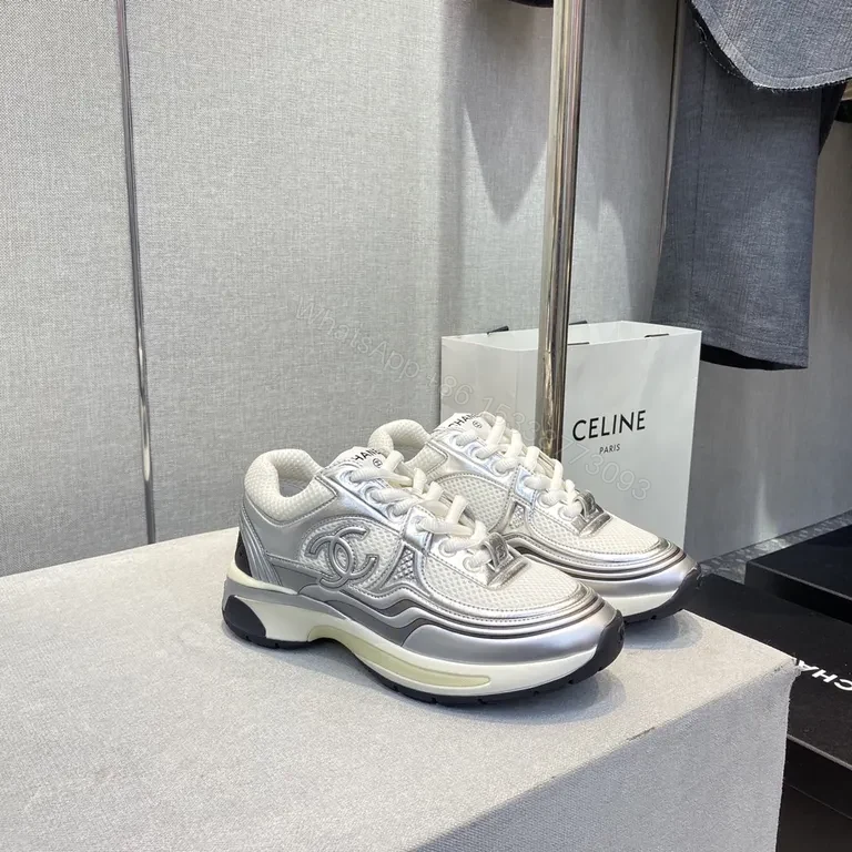View 7 of Silver Sonic: Modern Luxe Sneaker with Chanel-Inspired Logo
