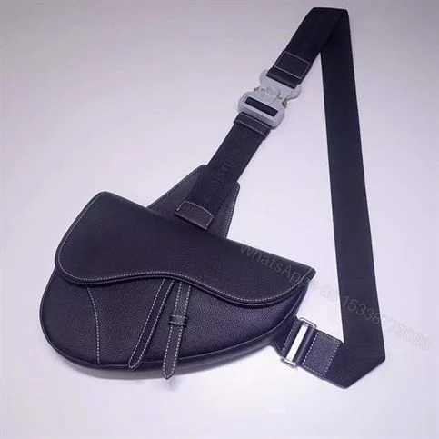 View 2 of SADDLE BAG NAVY GRAINED CALFSKIN