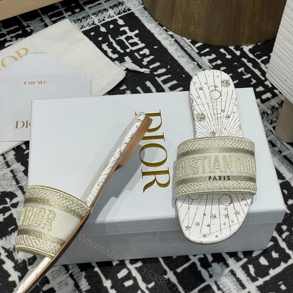 View 3 of 高仿Dior*Dway系列KCO210圓頭套腳拖鞋平底金色星星免檢版