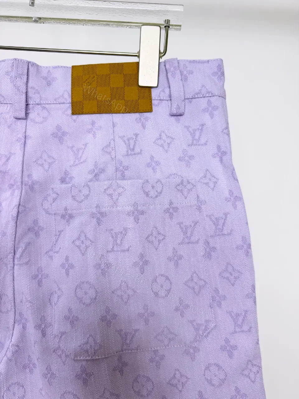 View 7 of Lavender Leather-Patterned Bermuda Shorts with Star Embellishments