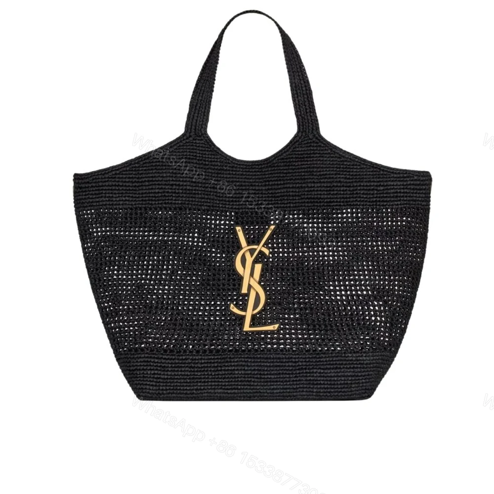 Saint Laurent Icare In Raffia Black 45Cm 772191GAAFM1000 — view 1