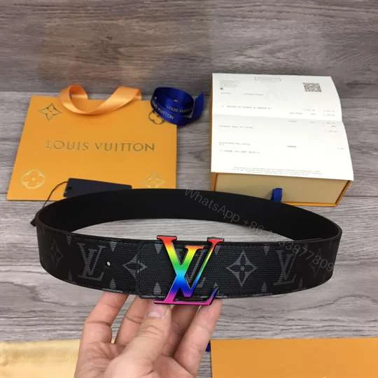 View 2 of LOUIS VUITTON LV INITIALES REVERSIBLE BELT MONOGRAM ECLIPSE TAIGA 40MM RAINBOW – B149