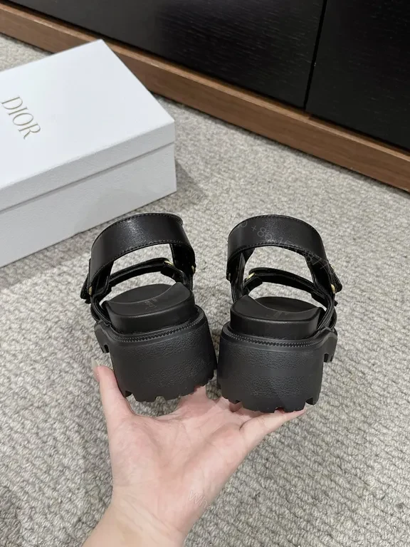 View 2 of Chunky Straps Sandals â€” Black Leather, Dior-Inspired, Signature Comfort Sandals