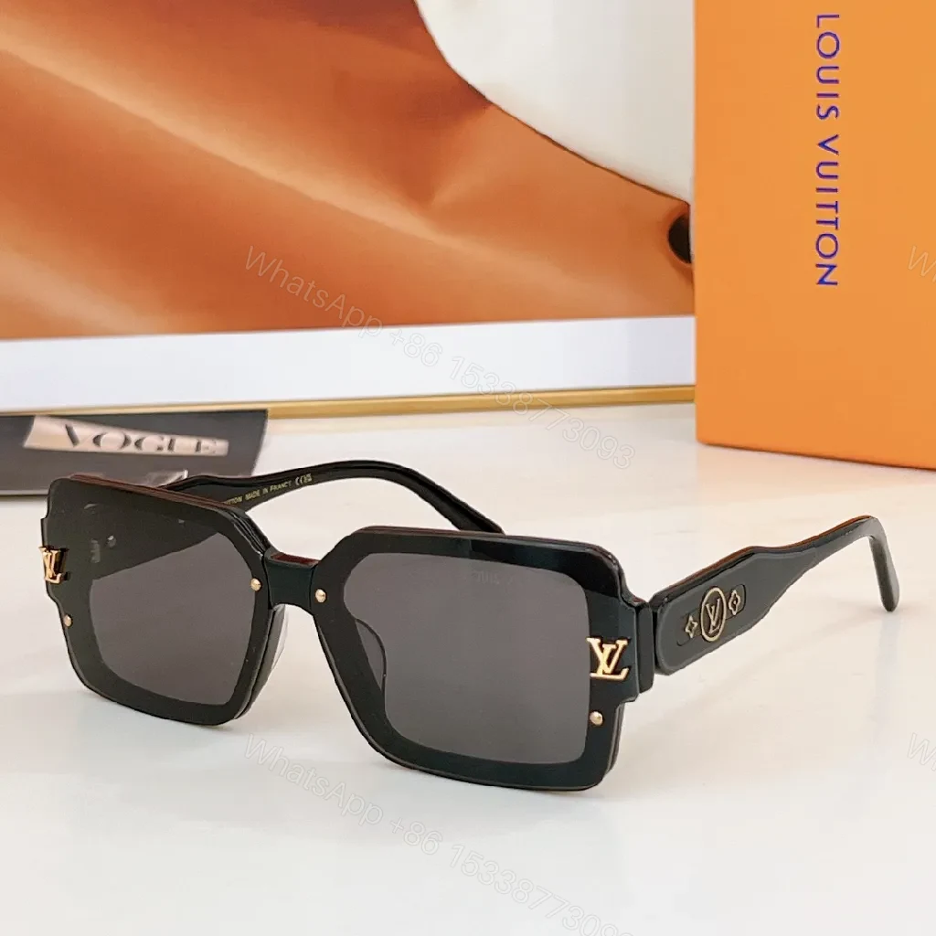 View 9 of Bold Frame Sunglasses with LV Detailing - Square Acetate Shades
