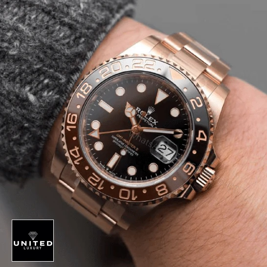 View 4 of Rolex GMT-Master II 126715CHNR-0001 Rose Gold Automatic Black Dial Oyster Replica