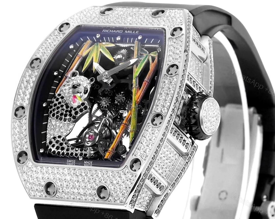 View 2 of Richard Mille RM26-01 Panda Tourbillon Watch Diamond Set Giant Panda Bamboo Forest Art Dial 18K White Gold Mechanical Luxury Edition RM26-01-PND-ART